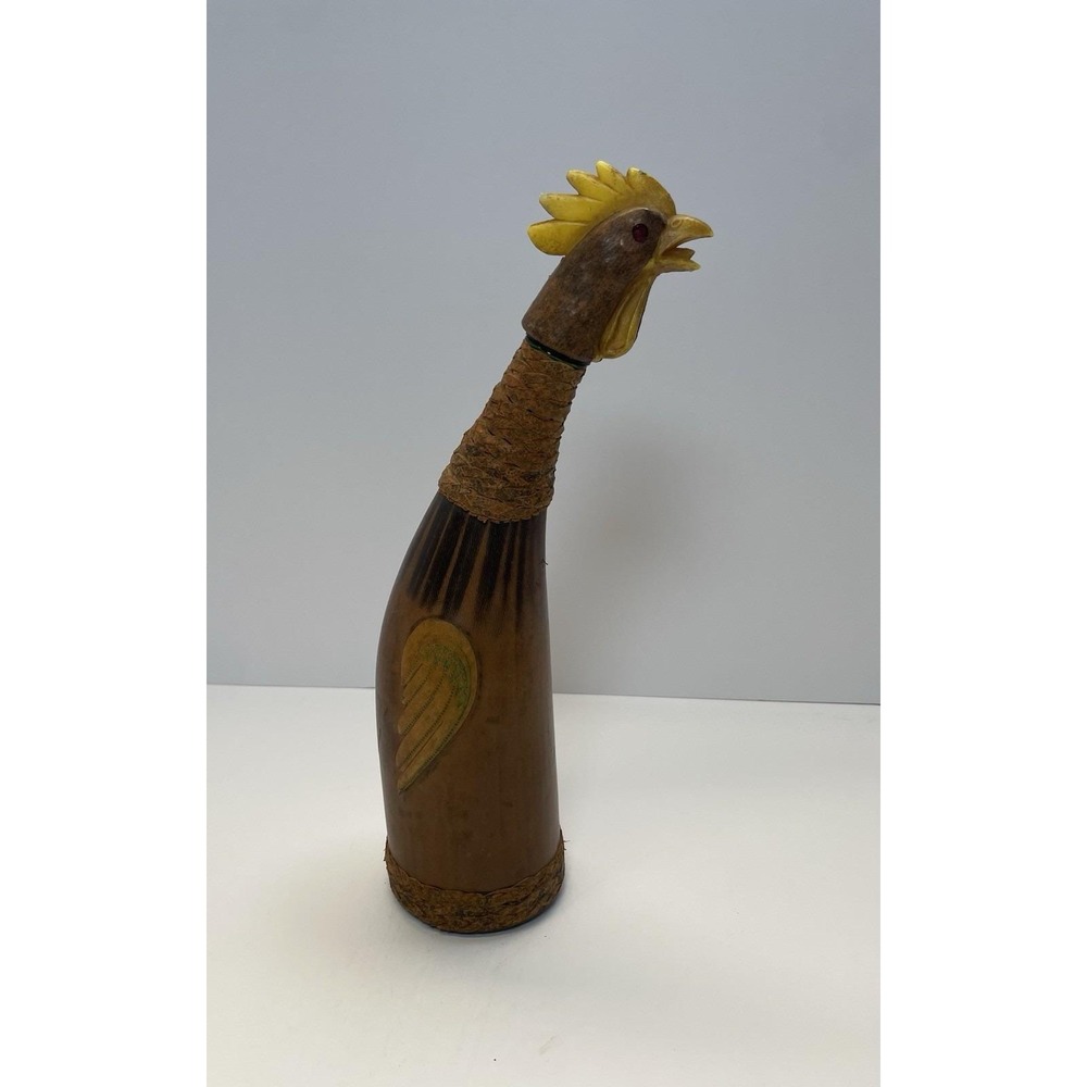 Vintage Rooster Italian leather-wrapped rooster liquor decanter/bottle